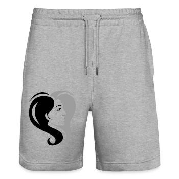 Portrait of a woman in the shape of a heart - Stanley/Stella Trainer Unisex Organic Jogging Shorts - heather grey - Front - Nik (191cm) & Marisol (170cm)
