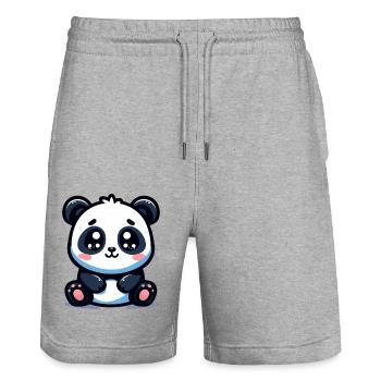 One Happy Panda Extra Cute Animal Baby Cartoon - Stanley/Stella Trainer Unisex Organic Jogging Shorts - heather grey - Front - Nik (191cm) & Marisol (170cm)