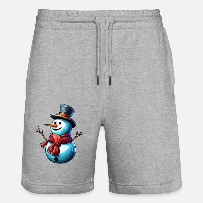 Schneemann / Winter / Schnee / Comic / kalt - Stanley/Stella Unisex Bio Joggingshorts Trainer  - Grau meliert