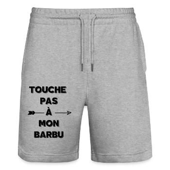 Touche pas à mon barbu - Short de jogging bio TRAINER Stanley/Stella unisexe - gris chiné - Devant - Nik (191cm) & Marisol (170cm)