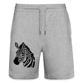 zebra kopf - Stanley/Stella Unisex Bio Joggingshorts Trainer  - Grau meliert - Vorne - Nik (191cm) & Marisol (170cm)