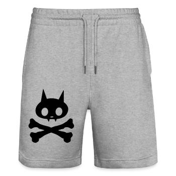 Skelett-Katze - Stanley/Stella Unisex Bio Joggingshorts Trainer  - Grau meliert - Vorne - Nik (191cm) & Marisol (170cm)