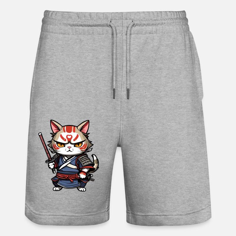 Chat samouraï #7 - Short de jogging bio TRAINER Stanley/Stella unisexe - gris chiné