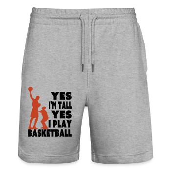 Yes I Am Tall I Play Basketball Funny Tall Player - Stanley/Stella Trainer Unisex Organic Jogging Shorts - heather grey - Front - Nik (191cm) & Marisol (170cm)