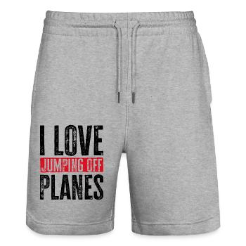 Skydiving Passion Design. Perfect Adrenaline Gift - Stanley/Stella Trainer Unisex Organic Jogging Shorts - heather grey - Front - Nik (191cm) & Marisol (170cm)