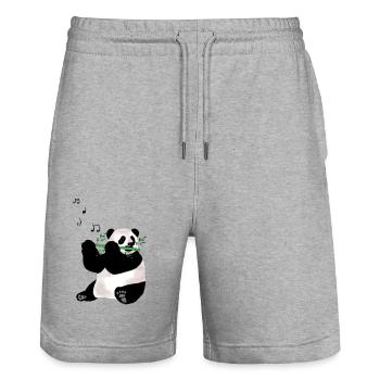 Panda Playing the Flute - Stanley/Stella Trainer Unisex Organic Jogging Shorts - heather grey - Front - Nik (191cm) & Marisol (170cm)