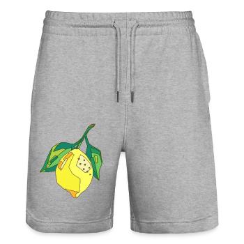 Zitrone - Stanley/Stella Unisex Bio Joggingshorts Trainer  - Grau meliert - Vorne - Nik (191cm) & Marisol (170cm)