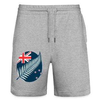 Nouvelle-Zélande Aotearoa Kiwi 6 - Short de jogging bio TRAINER Stanley/Stella unisexe - gris chiné - Devant - Nik (191cm) & Marisol (170cm)