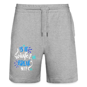 C’est la trêve hivernale ? - Colorisé - Short de jogging bio TRAINER Stanley/Stella unisexe - gris chiné - Devant - Nik (191cm) & Marisol (170cm)