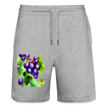 Trauben an einem Weinstock - Stanley/Stella Unisex Bio Joggingshorts Trainer  - Grau meliert - Vorne - Nik (191cm) & Marisol (170cm)