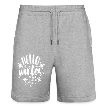 Bonjour l’hiver - Short de jogging bio TRAINER Stanley/Stella unisexe - gris chiné - Devant - Nik (191cm) & Marisol (170cm)