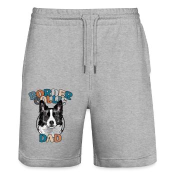 Border Collie Dad Hunde Hund Vatertag Wilsigns - Stanley/Stella Unisex Bio Joggingshorts Trainer  - Grau meliert - Vorne - Nik (191cm) & Marisol (170cm)