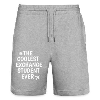 Coolest exchange student ever - Stanley/Stella Trainer Unisex Organic Jogging Shorts - heather grey - Front - Nik (191cm) & Marisol (170cm)