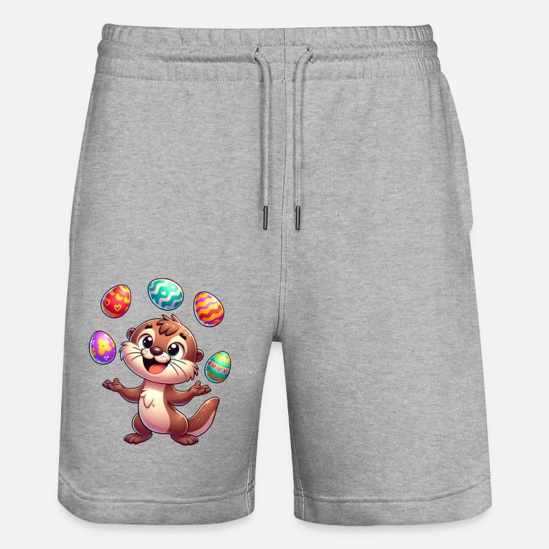 Easter Otter Juggling Easter Eggs, - Stanley/Stella Trainer Unisex Organic Jogging Shorts - heather grey