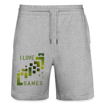 love games - Stanley/Stella Unisex Bio Joggingshorts Trainer  - Grau meliert - Vorne - Nik (191cm) & Marisol (170cm)