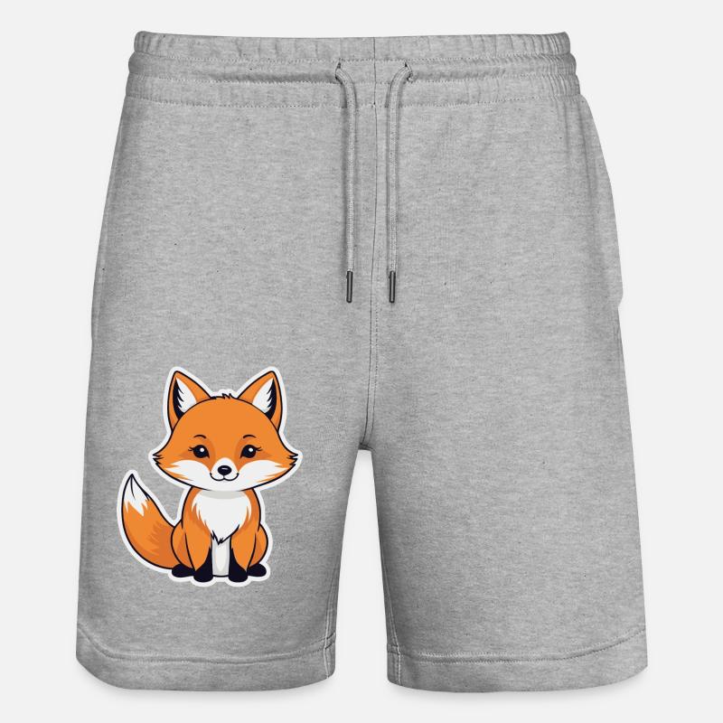 Illustration de renard - Short de jogging bio TRAINER Stanley/Stella unisexe - gris chiné