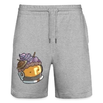 Astro Cupcake - Stanley/Stella Unisex Bio Joggingshorts Trainer  - Grau meliert - Vorne - Nik (191cm) & Marisol (170cm)