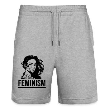 FEMINISM - Stanley/Stella Unisex Bio Joggingshorts Trainer  - Grau meliert - Vorne - Nik (191cm) & Marisol (170cm)