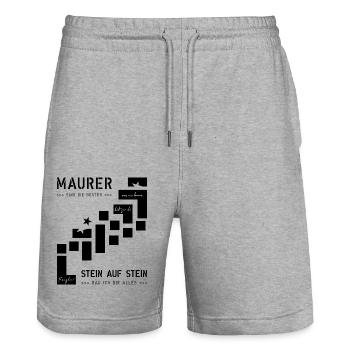 Maurer Hochbau Steinmetz - Stanley/Stella Trainer Unisex Organic Jogging Shorts - heather grey - Front - Nik (191cm) & Marisol (170cm)