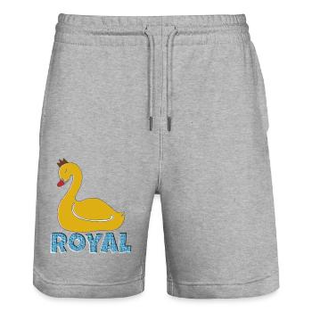 Swan Royal - Stanley/Stella Trainer Unisex Organic Jogging Shorts - heather grey - Front - Nik (191cm) & Marisol (170cm)