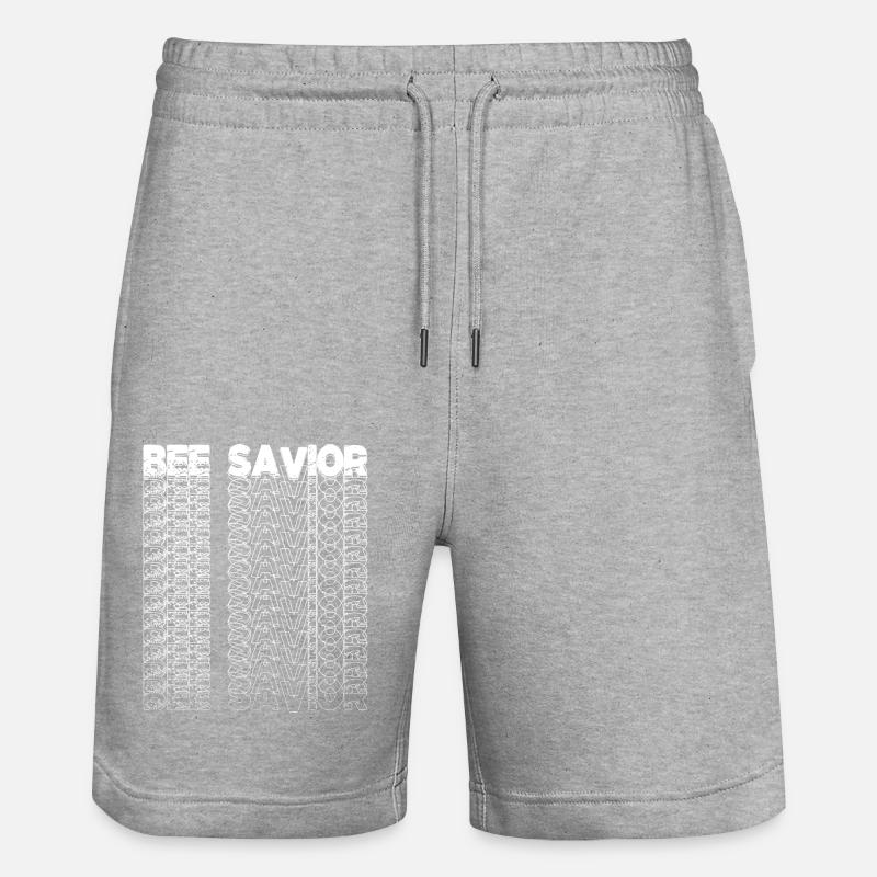bee-friendly plants statement present idea - Stanley/Stella Unisex Bio Joggingshorts Trainer  - Grau meliert