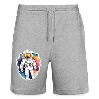 Aquarelle d’astronaute Aquarelle - Short de jogging bio TRAINER Stanley/Stella unisexe - gris chiné - Devant - Nik (191cm) & Marisol (170cm)