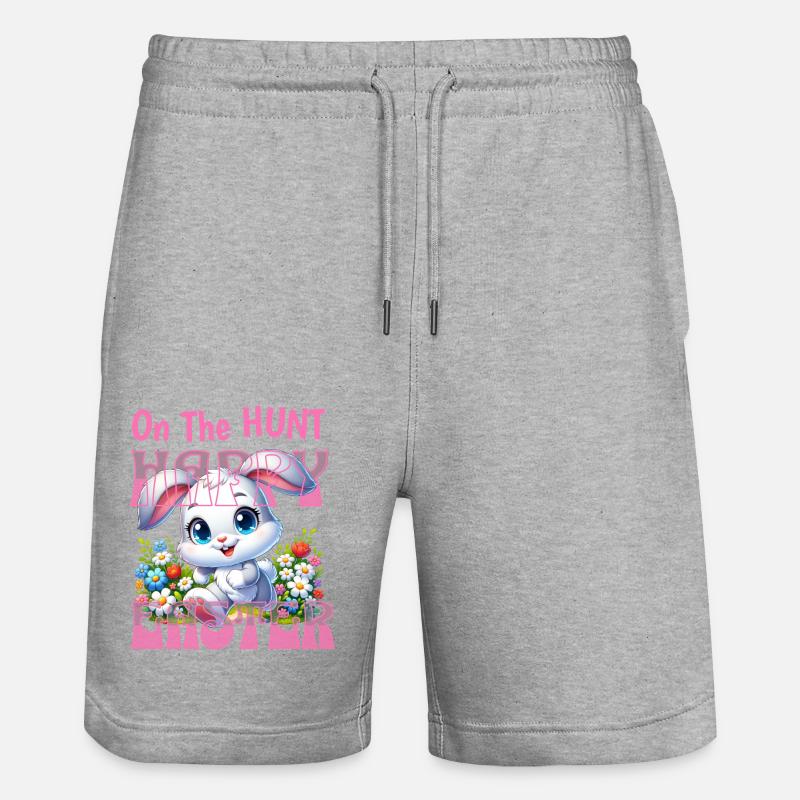 EASTER BUNNY "Happy Easter" - Stanley/Stella Trainer Unisex Organic Jogging Shorts - heather grey