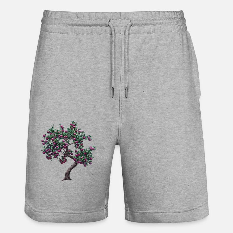Lebendiger Baum mit Lila Früchten - Stanley/Stella Unisex Bio Joggingshorts Trainer  - Grau meliert