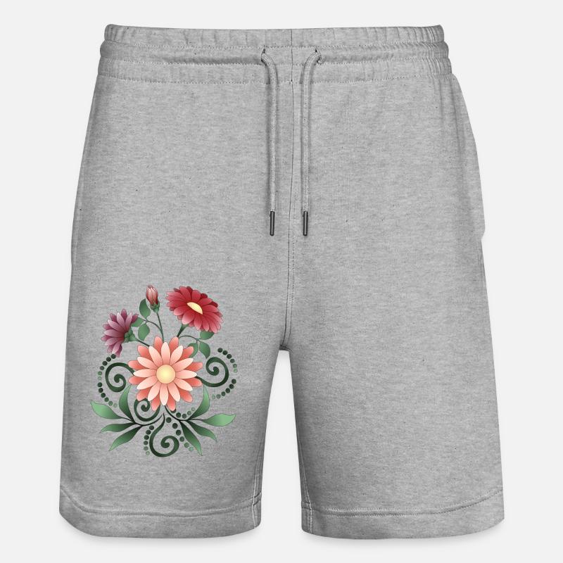 Flowers - Stanley/Stella Trainer Unisex Organic Jogging Shorts - heather grey