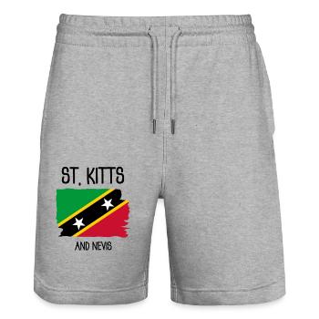 Saint Kitts and Nevis - Caribbean - West Indies - Stanley/Stella Trainer Unisex Organic Jogging Shorts - heather grey - Front - Nik (191cm) & Marisol (170cm)