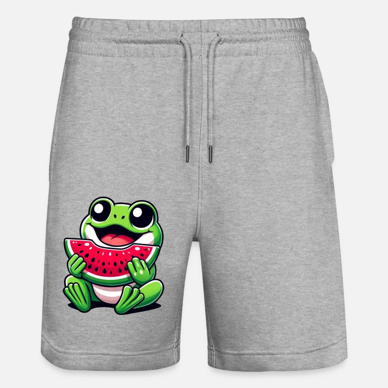 Grenouille Pastèque Fruité Drôle - Short de jogging bio TRAINER Stanley/Stella unisexe - gris chiné