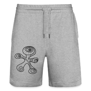 Spiral Alien - Stanley/Stella Trainer Unisex Organic Jogging Shorts - heather grey - Front - Nik (191cm) & Marisol (170cm)