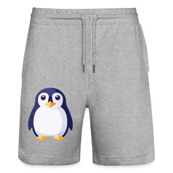 Pingouins noir et blanc - Short de jogging bio TRAINER Stanley/Stella unisexe - gris chiné - Devant - Nik (191cm) & Marisol (170cm)