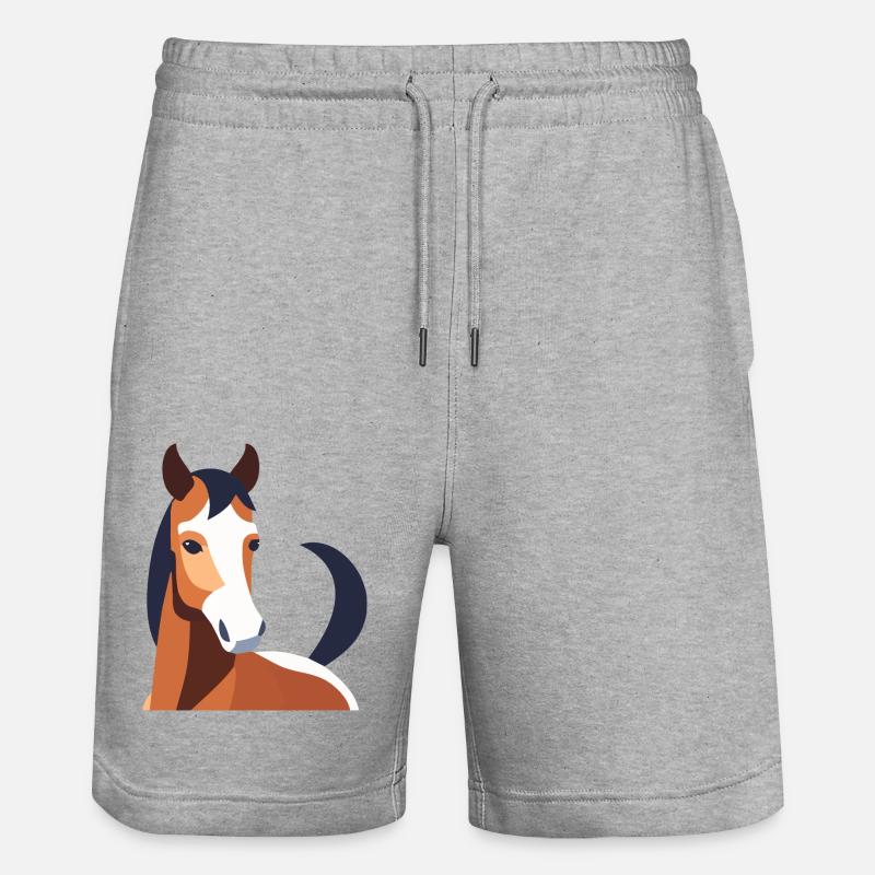 Cheval à fourrure brune - Short de jogging bio TRAINER Stanley/Stella unisexe - gris chiné