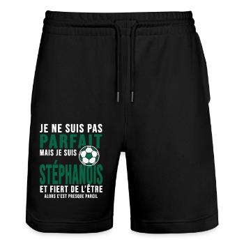 Saint étienne club football Club verts Stéphanois - Short de jogging bio TRAINER Stanley/Stella unisexe - noir - Devant - Nik (191cm) & Marisol (170cm)