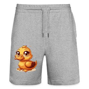 Duck - Stanley/Stella Trainer Unisex Organic Jogging Shorts - heather grey - Front - Nik (191cm) & Marisol (170cm)