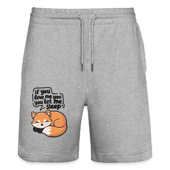 Si tu m’aimes, tu me laisses dormir renard - Short de jogging bio TRAINER Stanley/Stella unisexe - gris chiné - Devant - Nik (191cm) & Marisol (170cm)