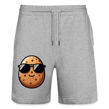 Chill & Cool Spud Potato - Stanley/Stella Trainer Unisex Organic Jogging Shorts - heather grey - Front - Nik (191cm) & Marisol (170cm)