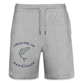 SARDINADE de marseille "I can't, I have SARDINADE - Stanley/Stella Trainer Unisex Organic Jogging Shorts - heather grey - Front - Nik (191cm) & Marisol (170cm)