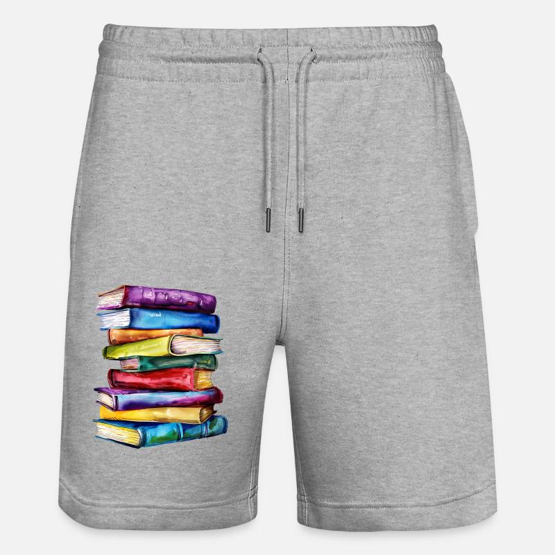 Die Kraft der Bücher - Stanley/Stella Unisex Bio Joggingshorts Trainer  - Grau meliert