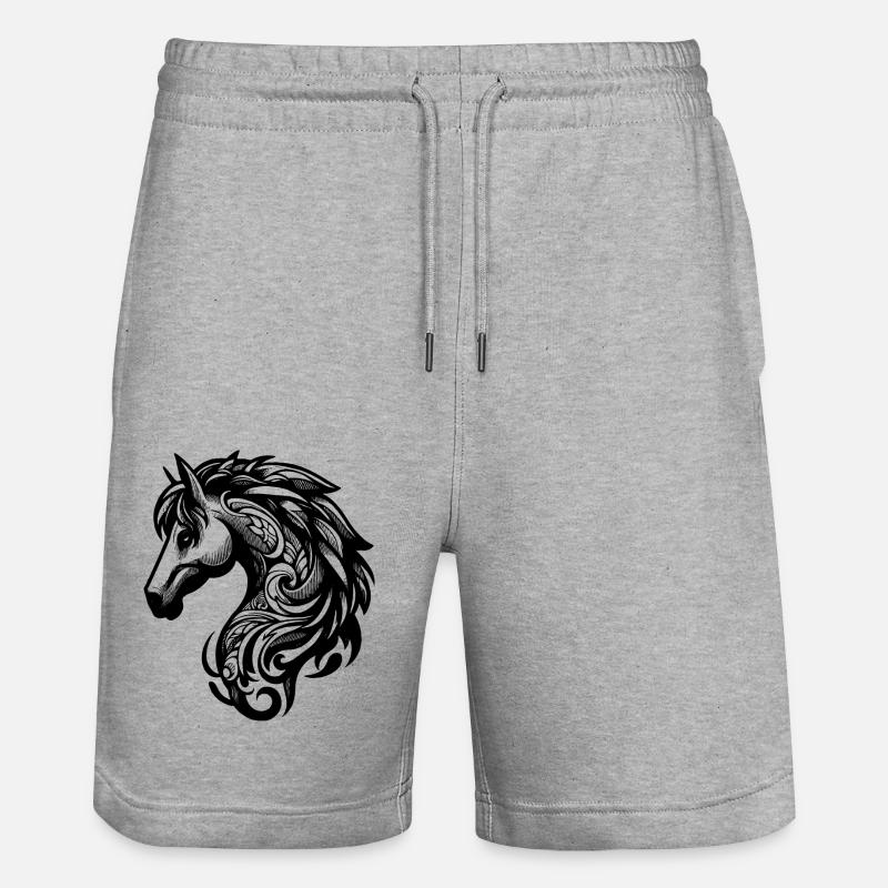 Tête de Cheval - Élégance Sauvage - Short de jogging bio TRAINER Stanley/Stella unisexe - gris chiné