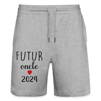 Futur oncle - 2024 - Short de jogging bio TRAINER Stanley/Stella unisexe - gris chiné - Devant - Nik (191cm) & Marisol (170cm)