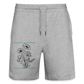 Blumenstrauß - Stanley/Stella Unisex Bio Joggingshorts Trainer  - Grau meliert - Vorne - Nik (191cm) & Marisol (170cm)
