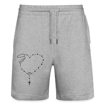 Jungfrau Maria Jesus Bibel Christliche Religion Madona - Stanley/Stella Unisex Bio Joggingshorts Trainer  - Grau meliert - Vorne - Nik (191cm) & Marisol (170cm)