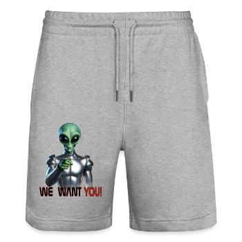 Alien recruitement - Stanley/Stella Unisex Bio Joggingshorts Trainer  - Grau meliert - Vorne - Nik (191cm) & Marisol (170cm)