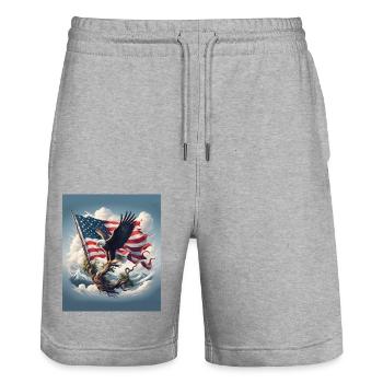 USA - Stanley/Stella Unisex Bio Joggingshorts Trainer  - Grau meliert - Vorne - Nik (191cm) & Marisol (170cm)