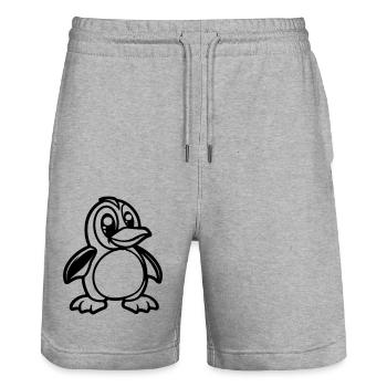 Penguin Comic - Stanley/Stella Trainer Unisex Organic Jogging Shorts - heather grey - Front - Nik (191cm) & Marisol (170cm)