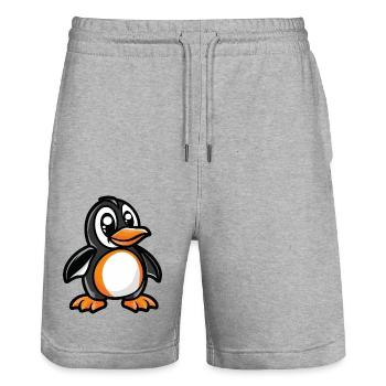 Penguin Comic - Stanley/Stella Trainer Unisex Organic Jogging Shorts - heather grey - Front - Nik (191cm) & Marisol (170cm)