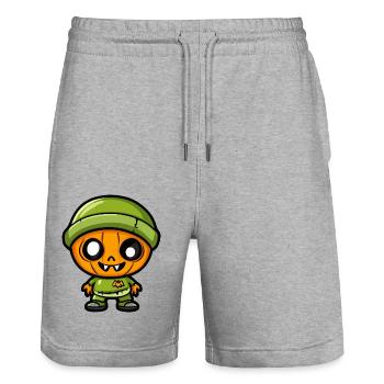 Zombie Halloween Cute Comic - Stanley/Stella Trainer Unisex Organic Jogging Shorts - heather grey - Front - Nik (191cm) & Marisol (170cm)