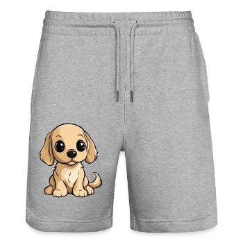 Cocker Spaniel Hund Comic Niedlich - Stanley/Stella Unisex Bio Joggingshorts Trainer  - Grau meliert - Vorne - Nik (191cm) & Marisol (170cm)
